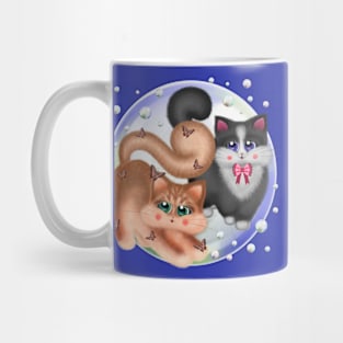 Adorable Cats with Bubbles and Butterflies Mug